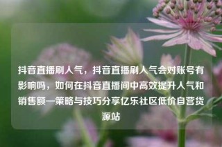 抖音直播刷人气,抖音直播刷人气会对账号有影响吗,如何在抖音直播间中高效提升人气和销售额—策略与技巧分享亿乐社区低价自营货源站