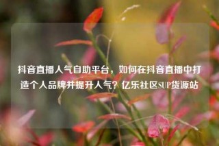 抖音直播人气自助平台,如何在抖音直播中打造个人品牌并提升人气?亿乐社区SUP货源站
