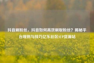 抖音刷粉丝,抖音如何高效刷取粉丝?揭秘平台规则与技巧亿乐社区SUP货源站
