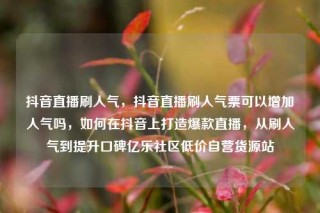 抖音直播刷人气,抖音直播刷人气票可以增加人气吗,如何在抖音上打造爆款直播,从刷人气到提升口碑亿乐社区低价自营货源站