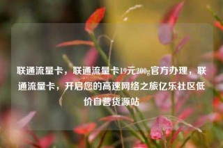 联通流量卡,联通流量卡19元200g官方办理,联通流量卡,开启您的高速网络之旅亿乐社区低价自营货源站