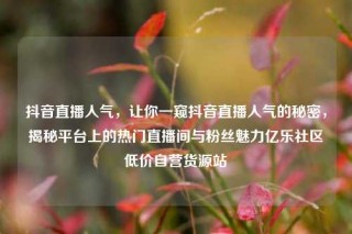 抖音直播人气,让你一窥抖音直播人气的秘密,揭秘平台上的热门直播间与粉丝魅力亿乐社区低价自营货源站
