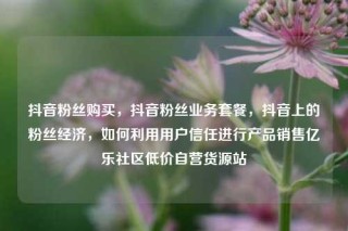 抖音粉丝购买,抖音粉丝业务套餐,抖音上的粉丝经济,如何利用用户信任进行产品销售亿乐社区低价自营货源站