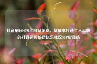 抖音刷1000粉丝网站免费，低成本打造个人品牌的抖音运营秘籍亿乐社区SUP货源站