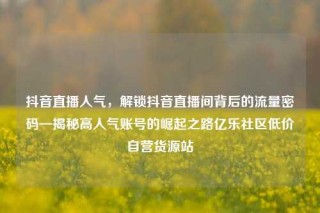 抖音直播人气,解锁抖音直播间背后的流量密码—揭秘高人气账号的崛起之路亿乐社区低价自营货源站