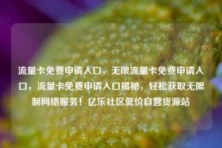 流量卡免费申请入口,无限流量卡免费申请入口,流量卡免费申请入口揭秘,轻松获取无限制网络服务!亿乐社区低价自营货源站