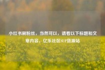 小红书刷粉丝,当然可以,请看以下标题和文章内容。亿乐社区SUP货源站