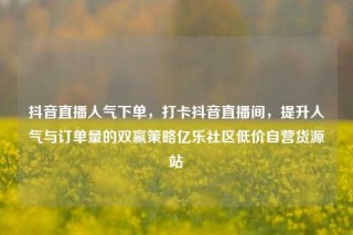 抖音直播人气下单,打卡抖音直播间,提升人气与订单量的双赢策略亿乐社区低价自营货源站