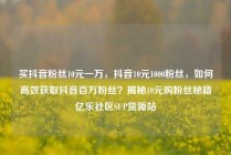 买抖音粉丝10元一万，抖音10元1000粉丝，如何高效获取抖音百万粉丝？揭秘10元购粉丝秘籍亿乐社区SUP货源站