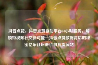 抖音点赞,抖音点赞自助平台24小时服务,解锁短视频社交新可能—抖音点赞数据背后的秘密亿乐社区低价自营货源站