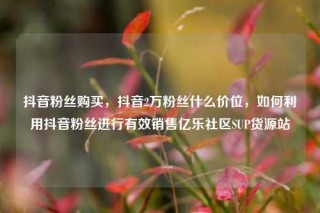 抖音粉丝购买,抖音2万粉丝什么价位,如何利用抖音粉丝进行有效销售亿乐社区SUP货源站