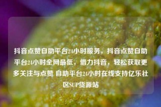 抖音点赞自助平台24小时服务,抖音点赞自助平台24小时全网最低,借力抖音,轻松获取更多关注与点赞 自助平台24小时在线支持亿乐社区SUP货源站