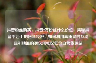 抖音粉丝购买,抖音2万粉丝什么价位,揭秘抖音平台上的粉丝经济,如何利用高质量的互动吸引精准购买亿乐社区低价自营货源站