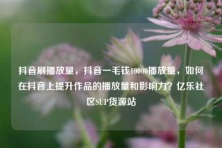 抖音刷播放量，抖音一毛钱10000播放量，如何在抖音上提升作品的播放量和影响力？亿乐社区SUP货源站