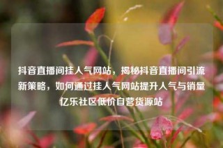 抖音直播间挂人气网站,揭秘抖音直播间引流新策略,如何通过挂人气网站提升人气与销量亿乐社区低价自营货源站