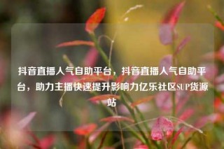 抖音直播人气自助平台,抖音直播人气自助平台,助力主播快速提升影响力亿乐社区SUP货源站
