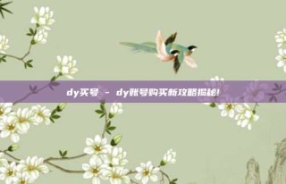 dy买号 - dy账号购买新攻略揭秘!