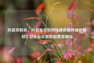 抖音买粉丝,抖音账号如何快速获取并维护粉丝?亿乐社区低价自营货源站