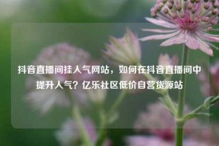 抖音直播间挂人气网站,如何在抖音直播间中提升人气?亿乐社区低价自营货源站