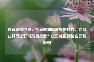 抖音刷播放量,抖音增加播放量的软件,如何在抖音上获得高播放量?亿乐社区低价自营货源站