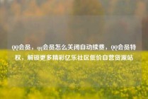 QQ会员,qq会员怎么关闭自动续费,QQ会员特权,解锁更多精彩亿乐社区低价自营货源站