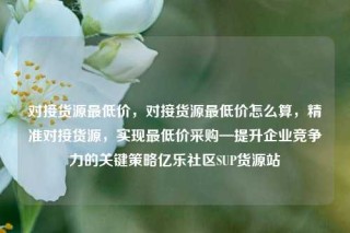 对接货源最低价,对接货源最低价怎么算,精准对接货源,实现最低价采购—提升企业竞争力的关键策略亿乐社区SUP货源站