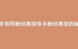 快手如何粉丝暴涨(快手粉丝暴涨的秘诀)
