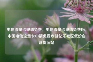 电信流量卡申请免费，电信流量卡申请免费吗，中国电信流量卡申请免费攻略亿乐社区低价自营货源站