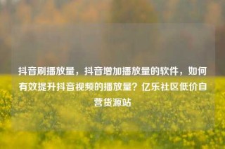 抖音刷播放量,抖音增加播放量的软件,如何有效提升抖音视频的播放量?亿乐社区低价自营货源站