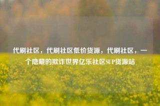 代刷社区,代刷社区低价货源,代刷社区,一个隐藏的欺诈世界亿乐社区SUP货源站