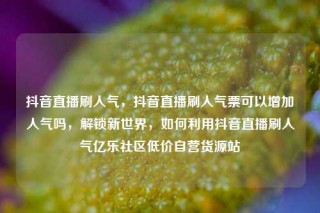 抖音直播刷人气，抖音直播刷人气票可以增加人气吗，解锁新世界，如何利用抖音直播刷人气亿乐社区低价自营货源站