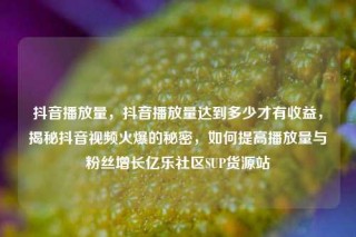 抖音播放量,抖音播放量达到多少才有收益,揭秘抖音视频火爆的秘密,如何提高播放量与粉丝增长亿乐社区SUP货源站