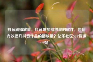 抖音刷播放量,抖音增加播放量的软件,如何有效提升抖音作品的播放量?亿乐社区SUP货源站