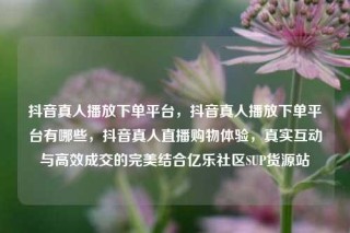 抖音真人播放下单平台，抖音真人播放下单平台有哪些，抖音真人直播购物体验，真实互动与高效成交的完美结合亿乐社区SUP货源站