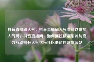 抖音直播刷人气,抖音直播刷人气票可以增加人气吗,抖音直播间,如何通过精准引流与高效互动提升人气亿乐社区低价自营货源站