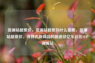 货源站超低价，货源站超低价什么意思，货源站超低价，寻找优质商品的新途径亿乐社区SUP货源站