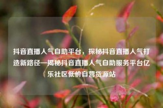 抖音直播人气自助平台,探秘抖音直播人气打造新路径—揭秘抖音直播人气自助服务平台亿乐社区低价自营货源站
