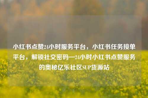 小红书点赞24小时服务平台	，小红书任务接单平台，解锁社交密码—24小时小红书点赞服务的奥秘亿乐社区SUP货源站  第1张