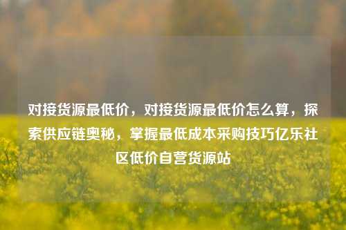 对接货源最低价，对接货源最低价怎么算，探索供应链奥秘	，掌握最低成本采购技巧亿乐社区低价自营货源站  第1张