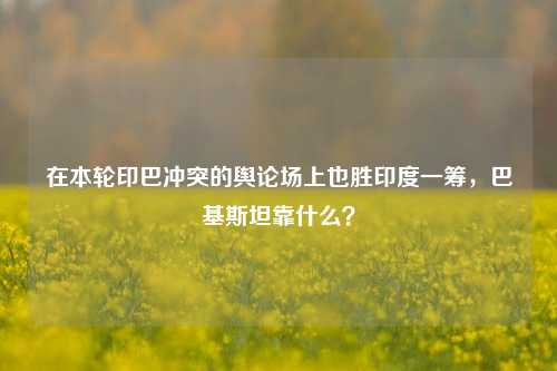 在本轮印巴冲突的舆论场上也胜印度一筹，巴基斯坦靠什么？  第1张