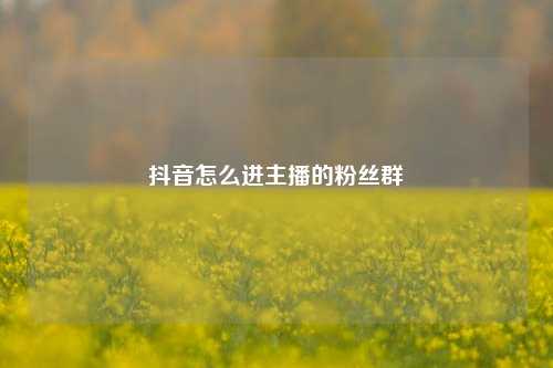 抖音怎么进主播的粉丝群  第1张 抖音怎么进主播的粉丝群  第1张